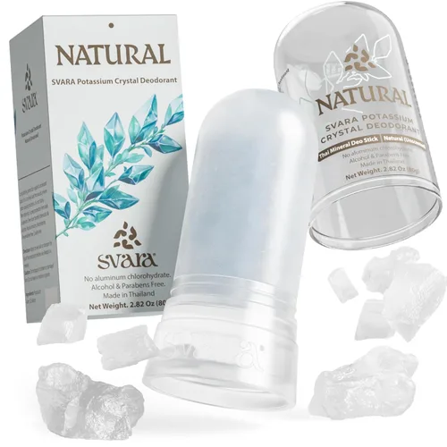 Miniatura 11 de SVARA Desodorante de cristal de alumbre natural en barra para mujeres y hombres, piedra de alumbre de potasio para control de olores, diseño de roca