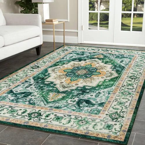 Miniatura 43 de Syalife 6x9 Alfombra Lavable para Área, Ultra Suave Antideslizante, Pila Baja, Alfombra Vintage Resistente a Manchas para Sala de Estar, Alfombra
