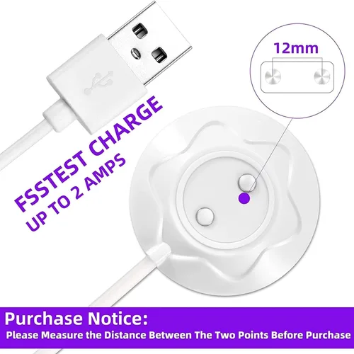 Miniatura 2 de Cargador vibrador magnético USB DC cable de carga para juguete rosa y juguetes para adultos cargador de repuesto (0.472 in/2.6 pies)