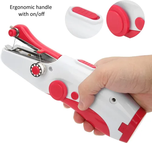 Miniatura 5 de Máquina de coser portátil de mano, máquina de coser a mano, mini máquina de coser eléctrica de doble aguja para hacer manualidades u objetos
