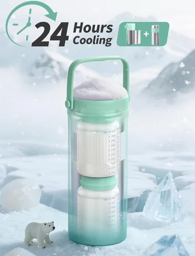 Miniatura 3 de Xaproo 22oz Stainless Steel Breast Milk Cooler Bottle, Large Capacity Portable Breastmilk Chiller with 2pcs Storage Bottle, 24 Hours Cooling Baby