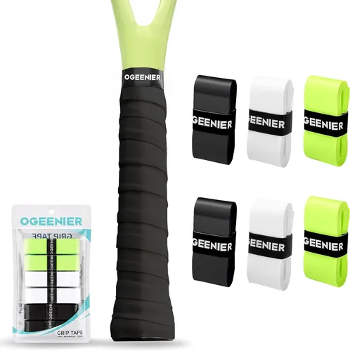 Miniatura 33 de OGEENIER Tennis Racket Grip Tape, 3, 6, 12 Pack Tennis Overgrip Tape, Absorbent and Anti-Slip, Precut Soft Racquet Wrap Grips Tape for Pickleball
