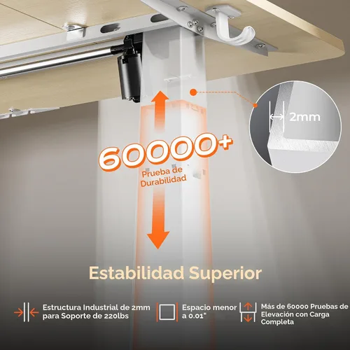 Miniatura 9 de Huuger - Escritorio grande eléctrico de pie ajustable en altura, de 55 x 28 pulgadas, escritorio para trabajar sentado o de pie, escritorio de Arce