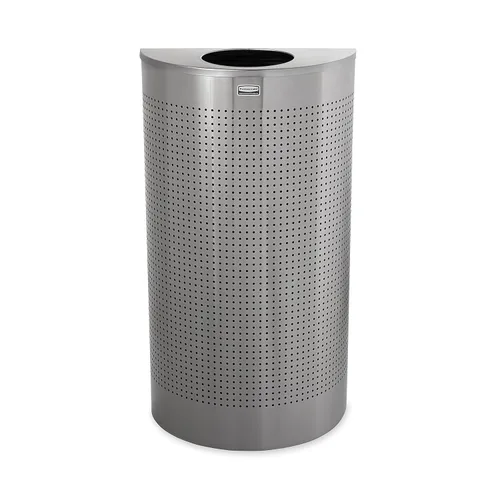 Miniatura 2 de Rubbermaid Commercial Products Silhouette - Bote de basura de 12 galones, color plateado, medio redondo para interiores y exteriores, con apertura