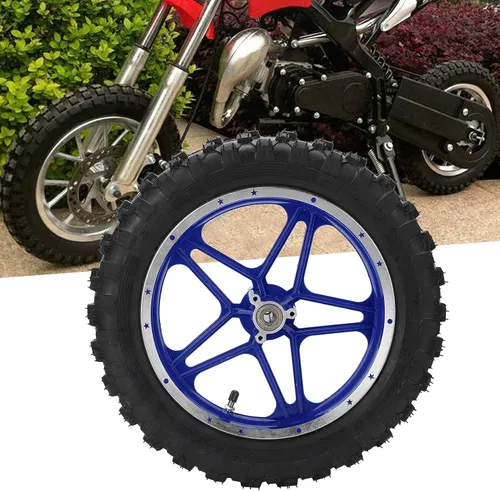 Miniatura 6 de Conjunto de rueda trasera, rueda trasera de 2.5 a 10 pulgadas, repuesto antideslizante para mini moto de cross de 2 tiempos (azul)