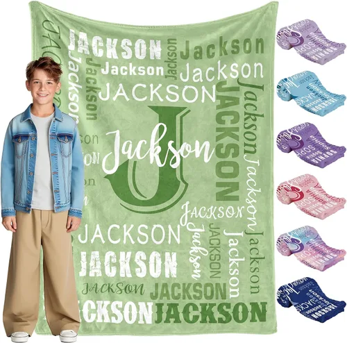 Miniatura 16 de Envío al día siguiente, manta personalizada para niños adolescentes - impresa en EE. UU., manta de franela con nombre personalizado, mantas