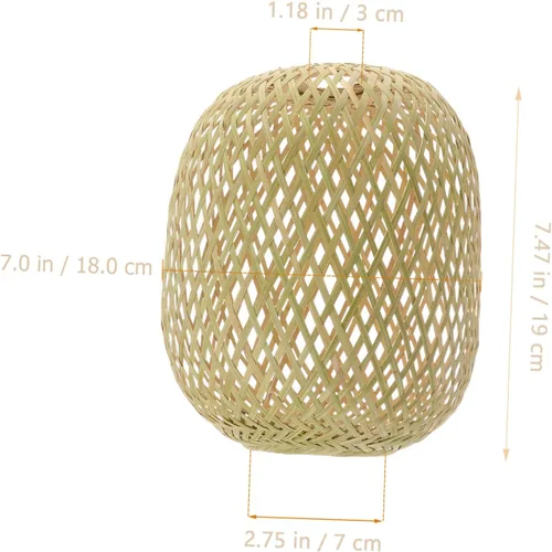 Miniatura 7 de Pantalla tejida de bambú para interiores, accesorio de cubierta de luz colgante para dormitorio, pantalla de lámpara de estilo simple