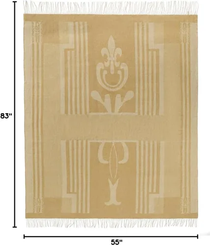 Miniatura 9 de Manta Jacquard de Lana Pura con Borlas, Grande 55x83 pulgadas, 1.5 libras, Manta de Rodilla de Lana de Cordero Suave y Cálida para Sofá Cama