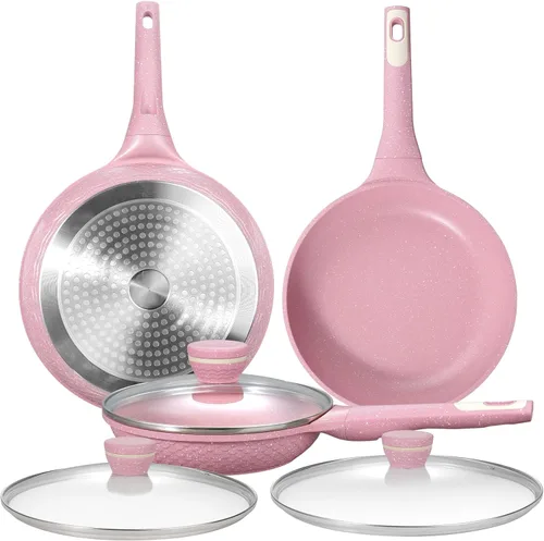 Miniatura 7 de Sartén antiadherente de 11 pulgadas con tapa de vidrio templado, súper antiadherente, 100% libre de PFOA/PFAS y saludable, no tóxico, sartén