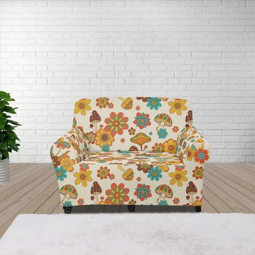 Miniatura 106 de Horeset Fundas elásticas para sofá con diseño de flores otoñales, lavables para sofá de 2 cojines, funda protectora para mascotas y perros