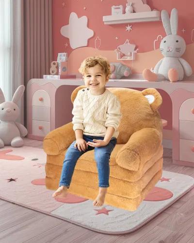 Miniatura 5 de Brown Dog - Silla para niños pequeños, sofá abatible 2 en 1 y mini sofá para niñas y niños, de 1 a 4 años