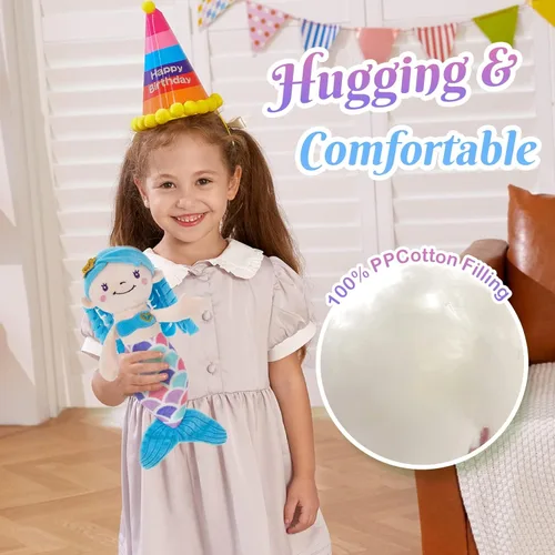 Miniatura 5 de Peluche de sirena azul, suave y linda muñeca de princesa de sirena, juguete de peluche, cumpleaños, día de San Valentín, decoración para niñas