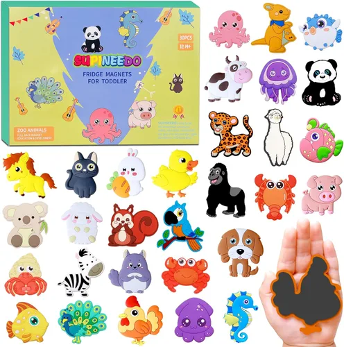 Miniatura 15 de SUPINEEDO Imanes de Nevera para Niños, Imanes de Nevera de Animales para Niños Pequeños de 1 a 3 años, Imán de Respaldo Completo para Bebés, Lindos