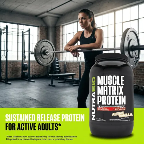 Miniatura 4 de NutraBio Muscle Matrix Proteína en polvo – 0.88 oz de proteína por cucharada – Combo aislado de suero y caseína micelar para liberación rápida