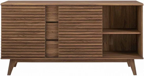 Miniatura 7 de Modway Render - Mueble moderno de mediados de siglo para mesa de bufé o TV de 160 cm, color nogal