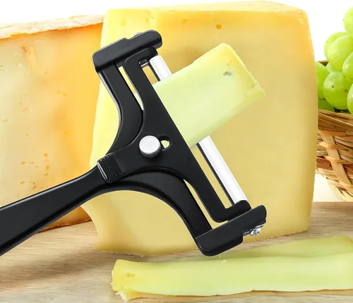Miniatura 5 de Boao Paquete de 2 rebanadoras de queso de alambre de acero inoxidable, cortador de queso de mano, ángulo ajustable, herramienta de cocina de Negro