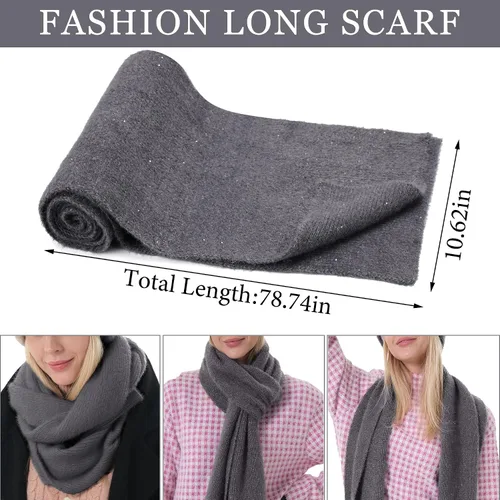 Miniatura 3 de FZ FANTASTIC ZONE Womens Winter Warm Knit Beanie Hats Gloves Touchscreen Long Scarf Set Skull Cap with Fleece Gifts for Women