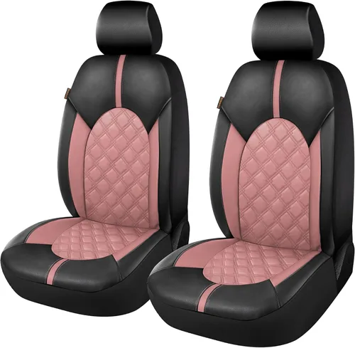 Miniatura 12 de CAROMOP Fundas de asiento de coche de cuero PU de lujo, juego delantero - Fundas de asiento impermeables y antimanchas para automóviles, fundas
