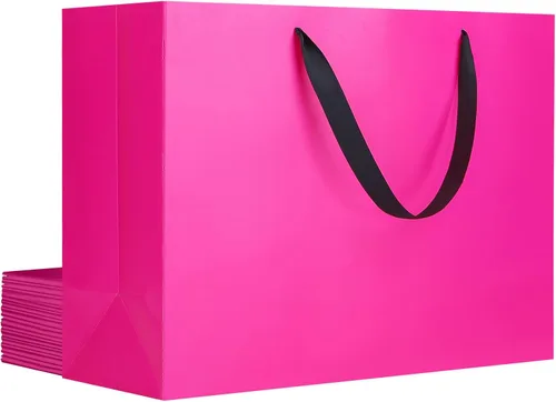 Miniatura 57 de EUSOAR Bolsas de regalo grandes negras, paquete de 12 bolsas de papel de compras de 16 x 6 x 12 pulgadas con asas, bolsa de mercancía de papel kraft