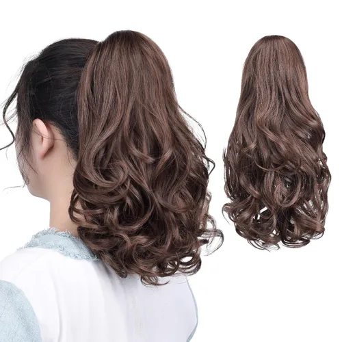 Miniatura 234 de Extensiones de cola de caballo de cabello rubio, extensiones de cola de caballo para mujer, pinza de extensiones de cabello rizado de 12 pulgadas