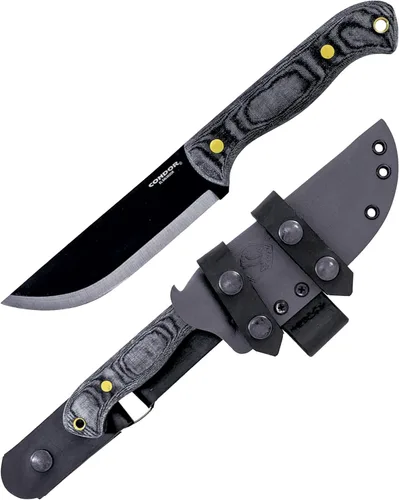 Condor Tool & Knife SBK Cuchillo de hoja fija - Acero de alto carbono 1075 - Kydex con lazo de cuero para cinturón - Mango de micarta - Hoja de 5.3