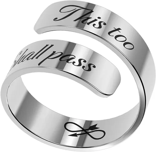 Miniatura 16 de HOFOYA Anillos inspiradores ajustables de acero inoxidable, anillos de grabado, joyería motivacional, graduación, San Valentín, regalos
