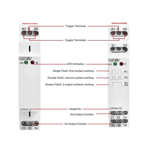 Miniatura 5 de GEYA Relé de bloqueo electrónico relé de impulso relé de memoria 2SPDT 16A voltaje de amplio rango AC/DC12V-240V Montaje en riel DIN