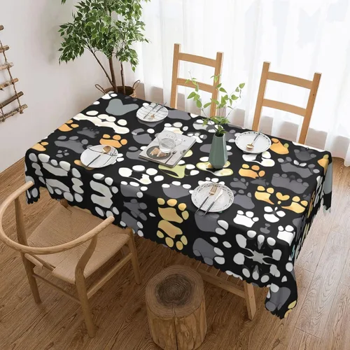 Miniatura 23 de Mantel rectangular de encaje de poliéster con lunares negros, 54 x 72 pulgadas, resistente a las arrugas, lavable, mantel grueso