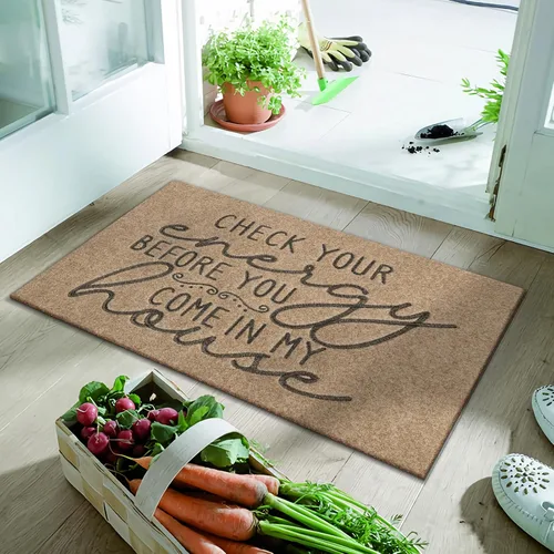 Miniatura 6 de Tapete para puerta delantera interior para zapatos por puerta, comprueba tu energía antes de venir a mi casa, tapetes divertidos para puerta