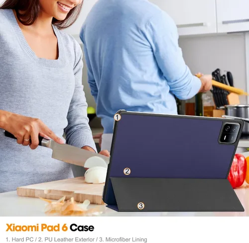 Miniatura 6 de Funda inteligente para XIAOMI Pad 6 de 11 pulgadas, con función de encendido y apagado automático para XIAOMI Pad 6, color azul marino