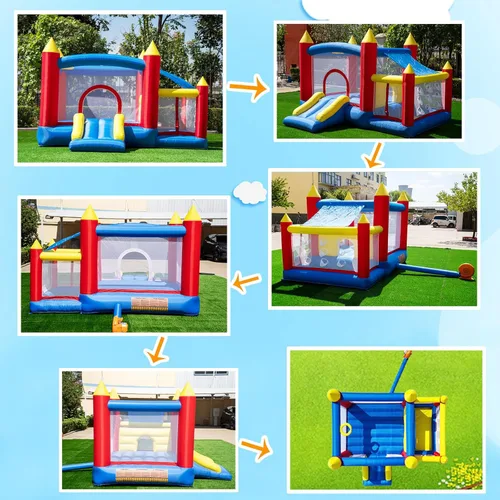 Miniatura 4 de Baralir Casa inflable de rebote con sala de pelotas para niños de 3 a 6 años, casa de rebote interior con tobogán, castillo de salto inflable