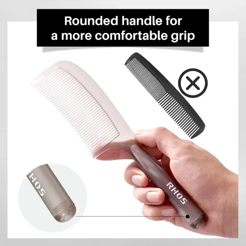 Miniatura 3 de RHOS Peine desenredante para cabello para mujeres y hombres, peine de dientes anchos para cabello rizado, grueso, ondulado, largo, peine