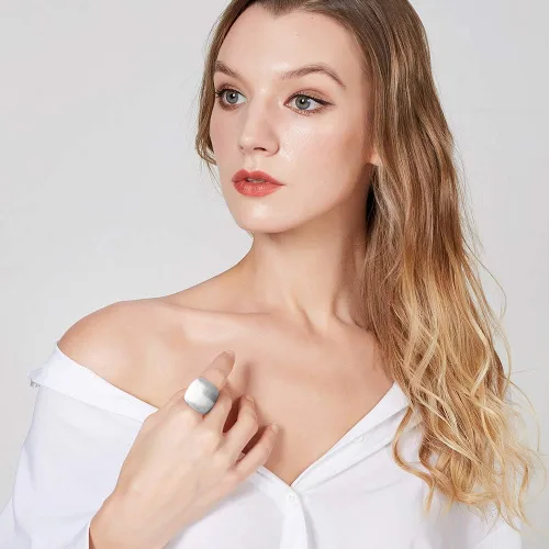 Miniatura 2 de Anillos de oro y plata para mujer, anillos gruesos chapados en oro, anillos cuadrados de metal ancho, anillos cuadrados de cóctel, regalos