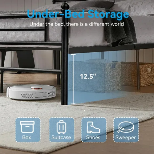 Miniatura 4 de Susalt - Base de cama metálica tamaño individual de 14 pulgadas con cabecero/Base de colchón resistente y de trabajo pesado/No necesita