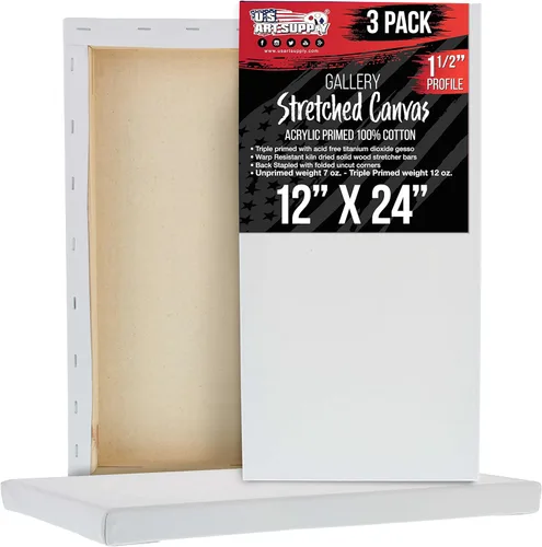 Miniatura 17 de U.S. Art Supply Lienzo estirado mediano para pintar de 12 x 48 pulgadas, profundidad de galería de 1-1/2 pulgadas de grosor, paquete de 2 – triple