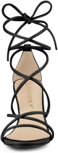 Miniatura 3 de Allegra K - Sandalias de tacón grueso con tiras delgadas para mujer