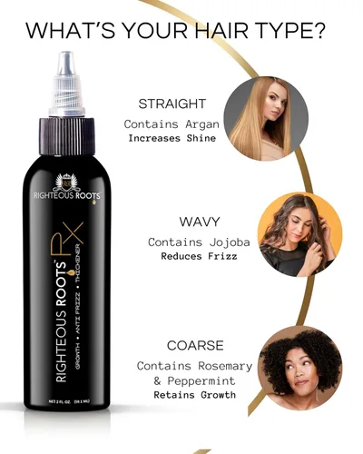 Miniatura 6 de Righteous Roots Rx - Aceite para el cabello - Refuerzo del crecimiento, antiencrespamiento y espesante para barba, cabello rizado, ondulado