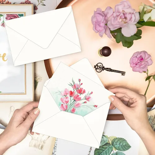 Miniatura 6 de Vmiapxo 50 juegos de tarjetas de acuarela en blanco con sobres, peso pesado de 5 x 7 pulgadas, 100% algodón, 140 libras/10.58 oz/m², postales