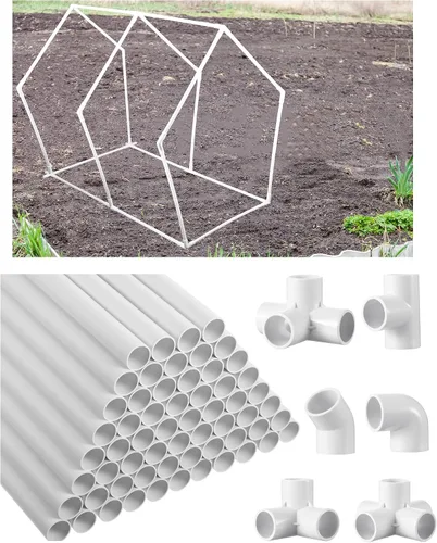 Sawysine Juego de 102 proyectos de PVC para bricolaje, incluye 60 tubos de PVC de 24 pulgadas y 42 accesorios de tubería de conexión para primavera,