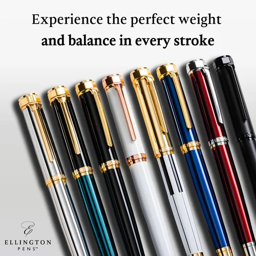 Miniatura 6 de Ellington Pens Juego de pluma estilográfica de lujo, punta fina y suave, incluye 3 cartuchos de tinta, convertidor de tinta recargable, caja de El
