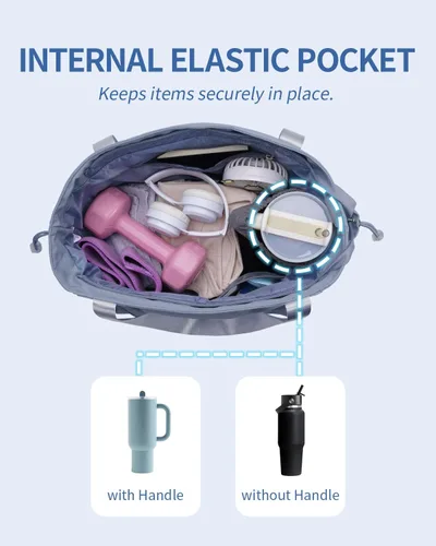 Miniatura 3 de sportsnew Bolsa para esterilla de yoga, bolsas de gimnasio para mujeres y hombres con bolsillo impermeable y gancho y bucle, almacenamiento de Gris