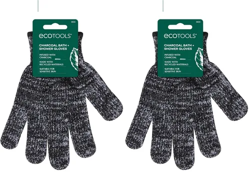 Miniatura 10 de EcoTools Guantes de baño y ducha de carbón, guantes exfoliantes que eliminan la piel muerta y limpian todo el cuerpo, guantes de baño con carbón
