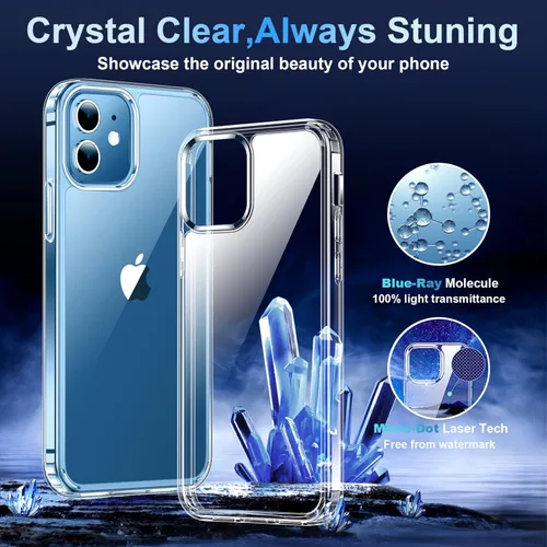 Miniatura 2 de Funda para iPhone 12 y iPhone 12 Pro, [no amarilla] [Ultra delgada], ligera, delgada y a prueba de golpes, transparente