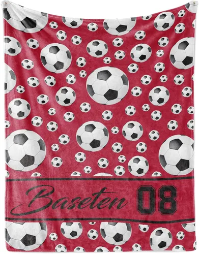 Miniatura 12 de Manta de fútbol personalizada con nombre, mantas personalizadas suaves para deportes de fútbol, mantas de cama verde, regalo personalizado
