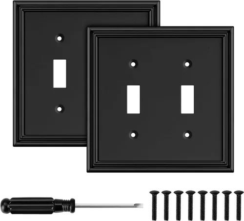 Miniatura 10 de Placa Decorativa Moderna Negra para Interruptor de Luz Cubierta de Interruptor de Luz Cubiertas de Tomacorriente Decorativo Placas de Interruptor