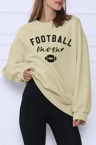 Miniatura 3 de MNLYBABY Camiseta de fútbol de gran tamaño para mujer, divertida sudadera gráfica para el día del juego, casual, mamá, vida, manga larga, tops