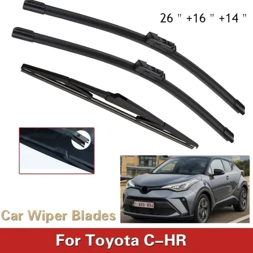 Miniatura 2 de Juego de limpiaparabrisas LHD RHD delantero y trasero compatible con Toyota C-HR CHR 2016-2020 limpiaparabrisas de 26 + 16 + 14 pulgadas