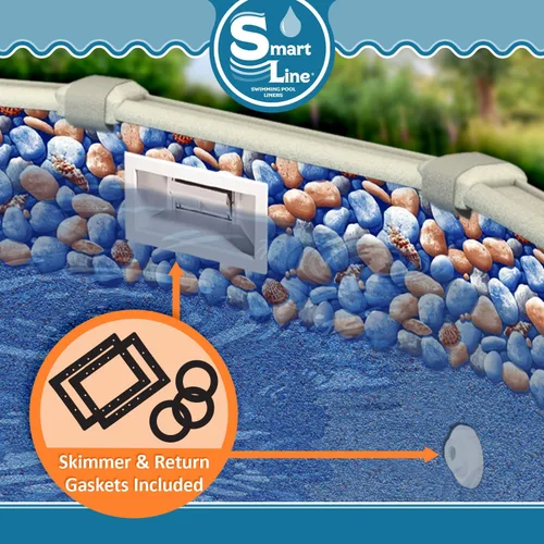 Miniatura 3 de Smartline Revestimiento ovalado para piscina de 10 pies x 15 pies Rock Island Estilo superpuesto Altura de pared de 48 a 52 pulgadas Vinilo
