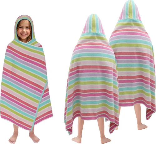 Miniatura 13 de ORIGINAL KIDS Toalla de baño con capucha, 100 % algodón de rizo grande con capucha para niños, toalla de playa para ducha de niños pequeños, toalla