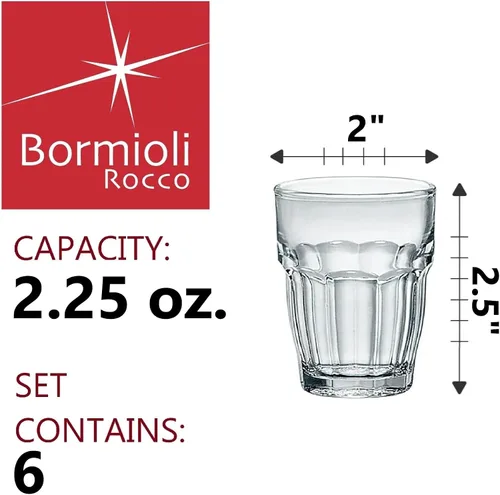 Miniatura 2 de Bormioli Rocco Rock Bar - Vasos templados apilables de 2.25 onzas para bebidas frías, agua y cócteles, juego de 6, transparente